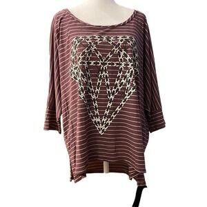 Lauren Moshi Los Angeles Diamond Striped Dolman Tunic tshirt top blouse XS